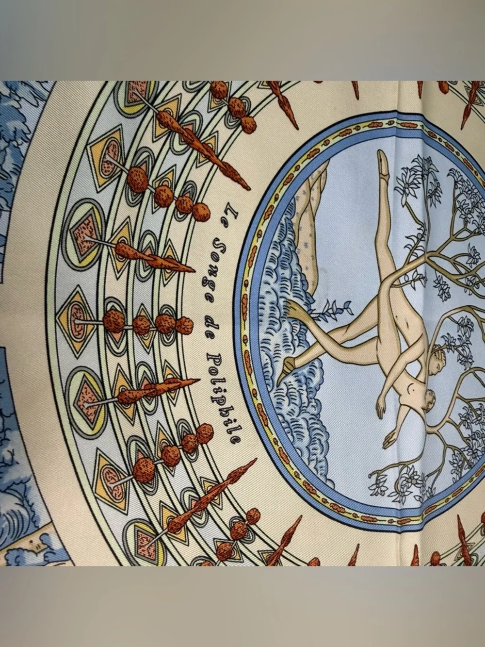 Hermes Silk Scarf Le Songe De Poliphile Love Forrest Blue Coral Cream - Picture 6 of 11